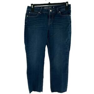 Jennifer Lopez Denim Jeans Womens Size 8 Straight Capris Raw Hem Dark Wash Blue